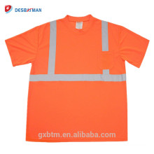 Travail de la route en plein air Hi Vis réfléchissant T sécurité personnalisé t-shirts Vente en gros Classe 2 Construction Crew Neck haute visibilité t-shirt